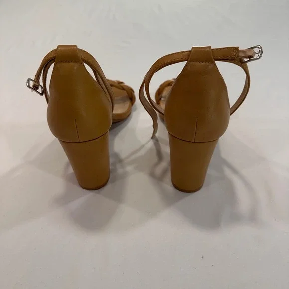 Alicepub HX2301CP Braided Block Heel Sandals Womens 8 Tan Ankle Strap Minimalist - Picture 3 of 9